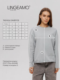 Женский лонгслив из футера 2-х нитки Lingeamo серебристый ВК-25 (61)  фото 2