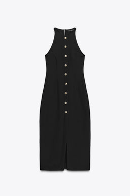 GOLD BUTTON CREPE MIDI DRESS - Zara фото 14