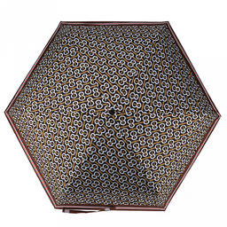 Зонт-мини механический Орнамент ткань эпонж (полиэстер) + черное УФ-покрытие, 6 лучей, д/купола 90см, 5 сложений, 17см в сложенном виде, механизм против ветра, пластмассовая ручка, цвет черный, коричневый кант, 225гр (Китай) - Домашняя Мода фото 4