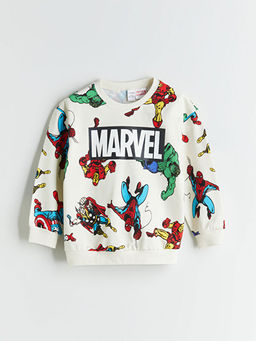Bisiklet Yaka Marvel Bask?l? Erkek ?ocuk Sweatshirt ve E?ofman Alt?
