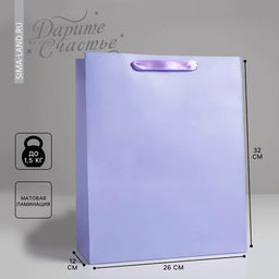 Цена за 2 шт. Пакет подарочный, упаковка, «Сиреневый», M 25.5 х 30 х 9 см