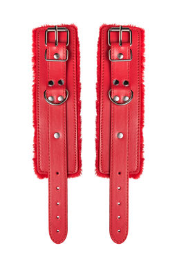 Наручники Anonymo #0105, PU кожа, красные, 19,5 см