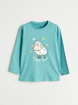 Bask?l? Erkek ?ocuk Pijama Tak?m