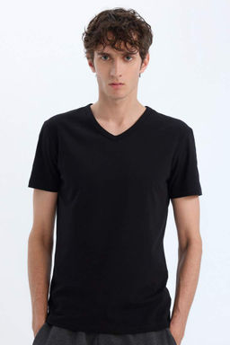 Slim Fit Dar Kesim V Yaka Basic Duz Ust - Defacto фото 2