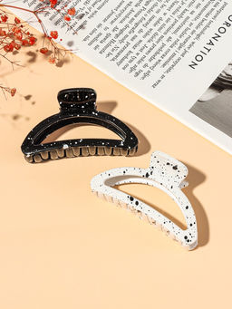 Цена за 12 шт. Крабик для волос «Пелагея», дуга, 9 см, белый, чёрный