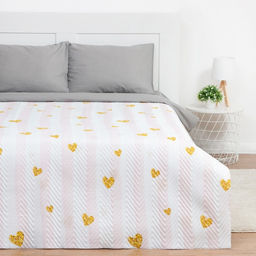 Покрывало евро макси Экономь и Я Golden hearts 240*2105см, 100% полиэстер, 190гр/м2