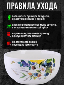 60141 Супница керамическая 580мл Лесные ягоды с лимонами доломит LR (х36)