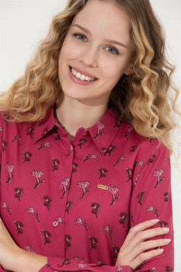 Женская розовая рубашка с длинным рукавом Неожиданная скидка в корзине