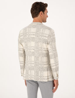 Beyaz Slim Fit Y_n Kar___ml_ Flanel Ceket - Cacharel фото 5