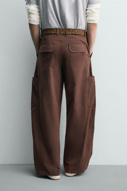 PANTALON CARGO BALLOON FIT COSTURAS / Marr?n - Zara фото 3