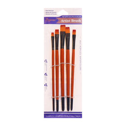 Набор кистей для рисования, синтетика, 5 штук: № 2, 4, 6, 8, 10, плоские, в блистере, международный размер