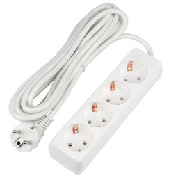 S-GCU4-5 WHITE Удлинитель серии Ultra, шнур 5м., 4 гнезда, 16A, с/з. Белый. TM Uniel