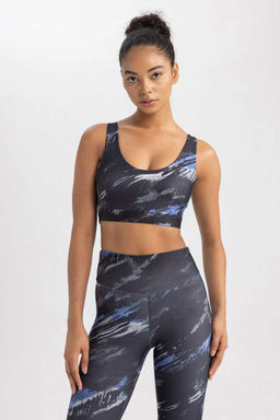 Спортивный бюстгальтер DeFactoFit с круглым вырезом и узором  фото 5