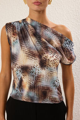 Trendyolmilla Kahverengi Regular/Normal Kal?p Asimetrik Yaka S?f?r Kol C?tc?tl? Esnek Orme Bluz TWOSS24BZ00396  фото 35