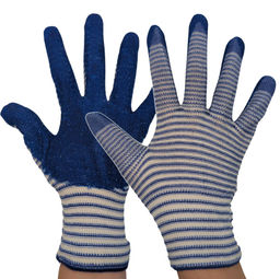 Перчатки трикотажные нейлоновые с нитриловым обливом "Полосатые - Матрос"