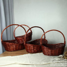 Корзина плетеная 4 штуки коричневые / S/4-B /уп 20/49х37х18/43х32х16/37х26х15/31х20х13 см /уп 20/