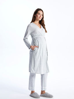 ?al Yaka ?izgili Uzun Kollu Hamile Sabahl?k