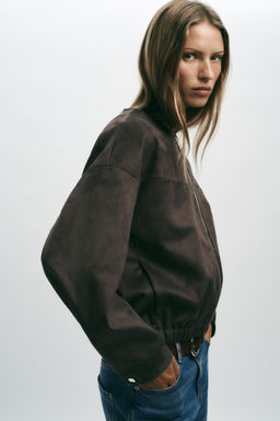 FAUX SUEDE BOMBER JACKET - Zara фото 3