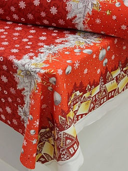 Рогожка Рождественский вечер цв.красный, ш.1.55м, хлопок-100%, 165гр/м.кв