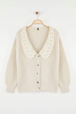 Bej Gomlek Yaka Garnili Yumusak Dokulu Genis Kal?p Triko H?rka TWOAW26HI00058