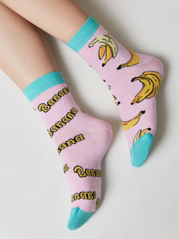 Цена за 2 пары. Носки Классические CONTE Хлопковые носки HAPPY c рисунками Бананы св.розовый - Conte elegant фото 4