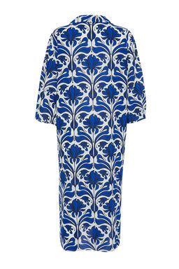 Etnik Desenli Genis Kal?p Dokuma %100 Pamuk Midi Plaj Elbisesi TBESS22EL0009