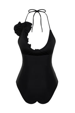 TRENDYOLMILLA Siyah Derin Dekolteli Cicek Aplikeli High Leg Regular Mayo TBESS24MA00024  фото 9