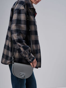 Сумка кожаная на плечо Azaro 31032 нельсон/серый