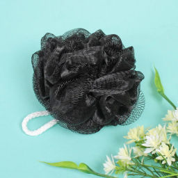 Цена за 4 шт. Мочалка для тела полипропиленовая "Ultramarine - Мужская", цвет черный, d-13см, 50гр (зип пакет и наклейка Ultramarine)