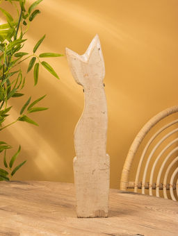 Сувенир «Кошка», белая, 60×12×6 см, дерево, МИКС