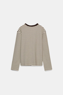CAMISETA RAYAS MANGA LARGA / Rayas marrones - Zara фото 7