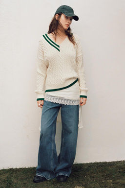 CABLE-KNIT SWEATER