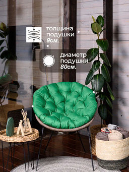 Подушка в подвесное кресло кокон и качели PO 80х80 см, оксфорд, круглая, Bio-Line