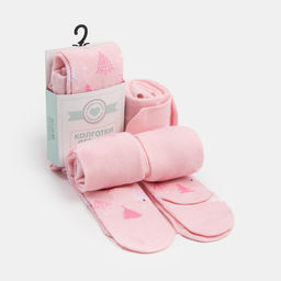 Колготки Крошка Я «Ёлочки», розовый, рост 68-74 см