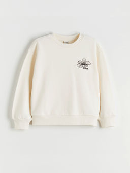 Bisiklet Yaka ?i?ekli K?z ?ocuk Sweatshirt
