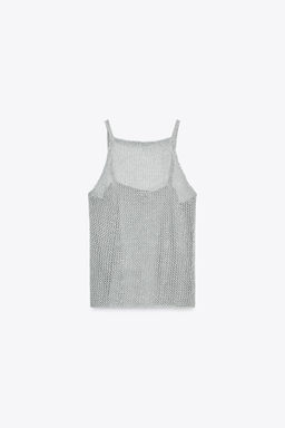 METALLIC THREAD CROCHET TOP - Zara фото 10