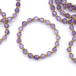 Кольцо на резинке с аметистом шарик 2мм Радуга камня