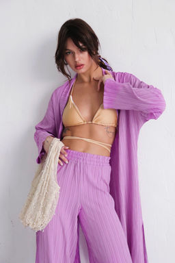 9540 Костюм из кимоно и брюк-палаццо сиреневый - Martichelli фото 9