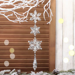 Цена за 2шт. Подвеска "Волшебная снежинки" 32 см, Золотой