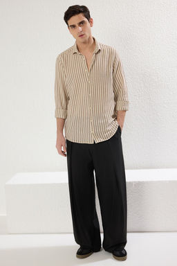 TRENDYOL MAN Premium Lacivert Regular Fit Cizgili Dokulu Keten Gorunumlu Gomlek TMNSS23GO00062 - Trendyolmilla фото 17
