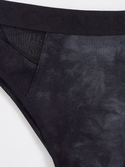 CONTE RIB WITH MESH LBR 2496 Трусы бразилиана из хлопка в рубчик и эластичной сеточки black tie dye - Conte elegant фото 3