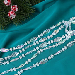 Цена за 2 шт. Бусы на ёлку Лёд, овал, длина 2.7 м, d=9 мм, прозрачные перламутровые - Зимнее волшебство фото 6