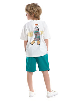 Футболка с принтом на спинке 22-9003 молочный - Mini maxi фото 3