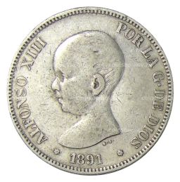 5 песет 1891 года Испания
