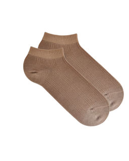 Короткие носки р.40-45 Перфорация Полоски Бежевый - Krumpy фото 2