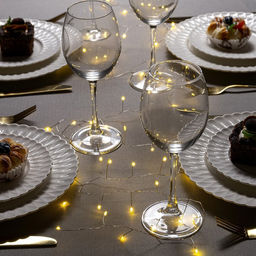 Гирлянда Мишура 2 м, роса, IP20, серебристая нить, 50 LED, от батареек CR2032?2, свечение тёплое белое