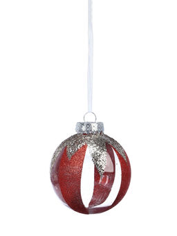 Ёлочные шары новогодние Мелвин, набор 6 шт., d=8 см, прозрачный/красно-белый - Simaland фото 5