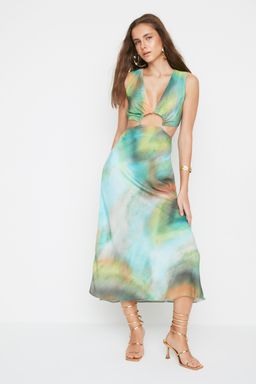 TRENDYOLMILLA Cok Renkli Cut Out/Pencere Detayl? Maxi Dokuma Elbise TWOSS21EL3578  фото 4