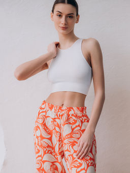 Брюки домашние Indefini из вискозы оранжевые  фото 3