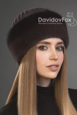 ВИДЕООБЗОР шапка Адель норка трикотаж кофе градэ